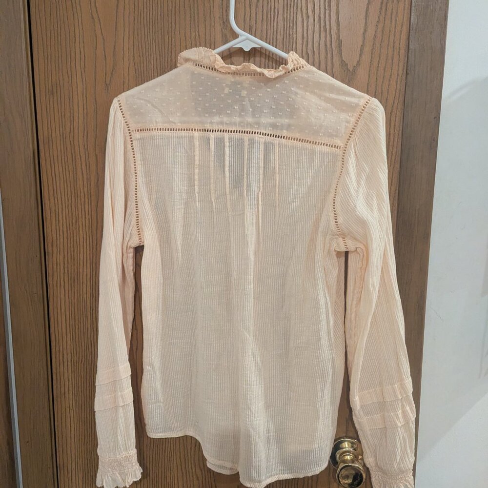Faherty Light Peach Button-Down Blouse - image 3